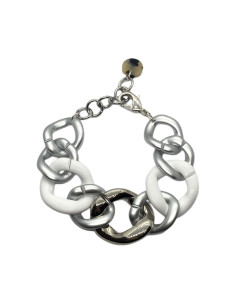 Řetězový náramek v bílo-stříbrné barvě | FRANCINE BRAMLI