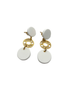 White earrings with gold detail | FRANCINE BRAMLI - 1