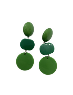Earrings with folded trim in shades of green | FRANCINE BRAMLI - 1