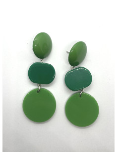Earrings with folded trim in shades of green | FRANCINE BRAMLI - 1 2
