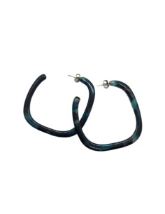 Square round earrings in blue animal pattern | FRANCINE...