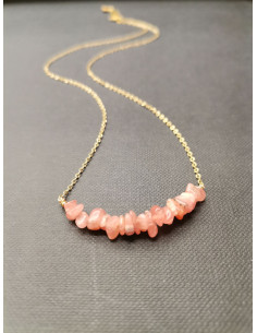 Řetízkový náhrdelník s růžovými kamínky rodochrozitu |... 2