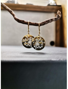 Náušnice kulaté zlaté s motivem pampelišky | PIOU PIOU - 1