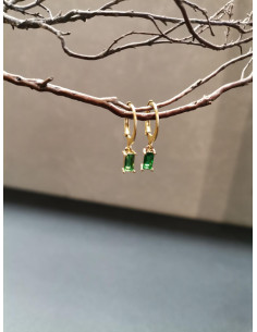 Náušnice s tmavě zeleným štrasem | PIOU PIOU