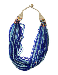 Korálkový víceřadý náhrdelník, modrý | dovoz Indie