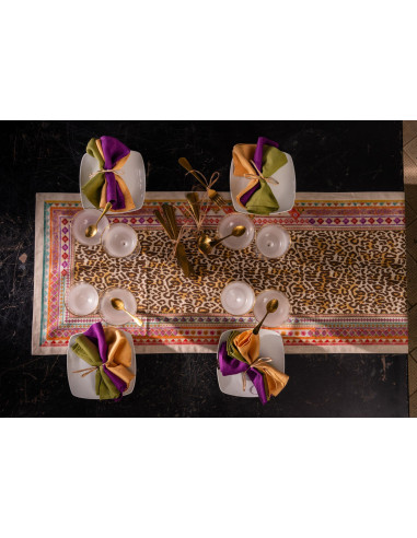 Běhoun na stůl s potiskem Jurta 45x170 | TESSITURA TOSCANA TELERIE a