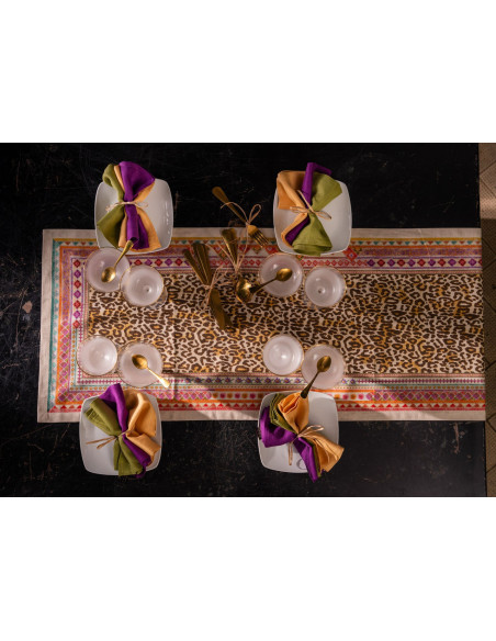 Běhoun na stůl s potiskem Jurta 45x170 | TESSITURA TOSCANA TELERIE a