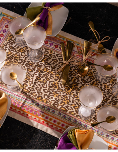 Běhoun na stůl s potiskem Jurta 45x170 | TESSITURA TOSCANA TELERIE b