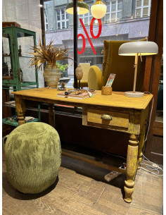 Teakový původní psací stůl se šuplíkem a žlutou patinou | dovoz Indie 2