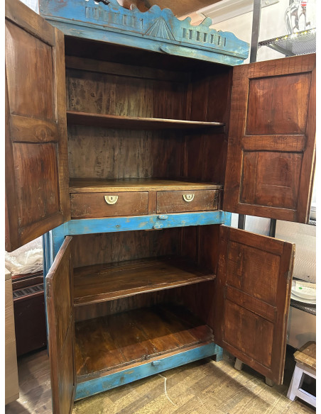 Teaková původní skříň v modré patinované barvě | dovoz Indie