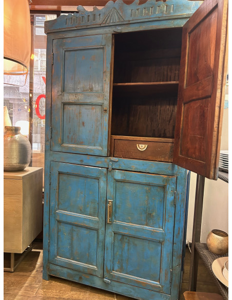 Teaková původní skříň v modré patinované barvě | dovoz Indie