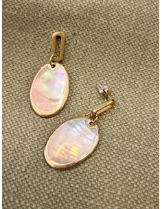 Hanging earrings with oval pearl trim | PIOU PIOU - 1