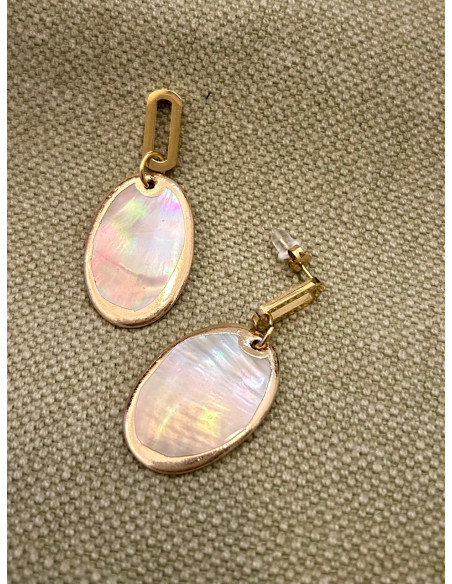 Hanging earrings with oval pearl trim | PIOU PIOU - 1