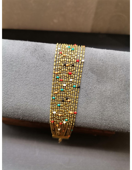 Víceřadý řetízkový zlatý náramek s barevnými prvky | PIOU PIOU