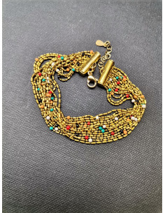 Víceřadý řetízkový zlatý náramek s barevnými prvky | PIOU... 2