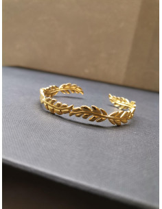 Pevný zlatý náramek s lístky | PIOU PIOU