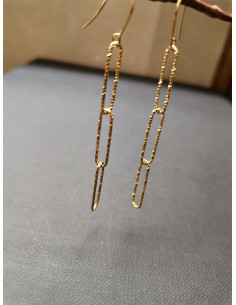 Závěsné náušnice ze tří úzkých ok, zlaté | PIOU PIOU - 1