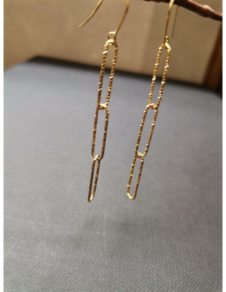 Závěsné náušnice ze tří úzkých ok, zlaté | PIOU PIOU