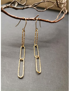 Závěsné náušnice ze tří úzkých ok, zlaté | PIOU PIOU 2