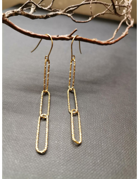 Závěsné náušnice ze tří úzkých ok, zlaté | PIOU PIOU