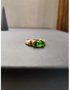 Prsten zlatý se zelenými kamínky | PIOU PIOU
