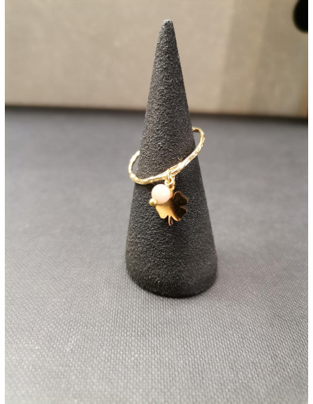 Prsten ve zlaté barvě s ověsem a kamínkem | PIOU PIOU