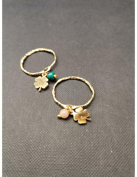 Prsten ve zlaté barvě s ověsem a kamínkem | PIOU PIOU