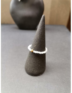 Prsten z korálků měsíčního kamene, bílý | PIOU PIOU