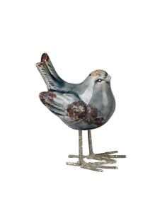 Dekorace - keramický ptáček s šedou patinou | CÔTÉ TABLE