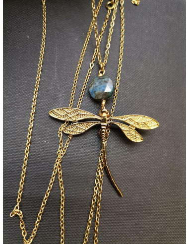 Zlatý řetízkový náhrdelník s vážkou a chryzokolem | PIOU PIOU a