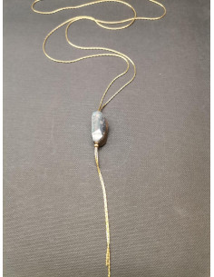 Dlouhý náhrdelník ze zlaté nerezové oceli s labradoritem...