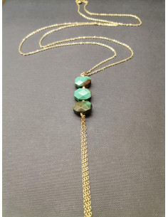 Dlouhý náhrdelník s achátem a řetízky | PIOU PIOU