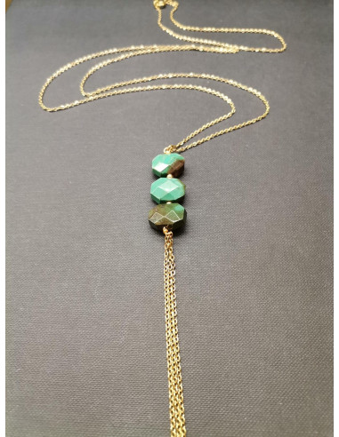 Dlouhý náhrdelník s achátem a řetízky | PIOU PIOU