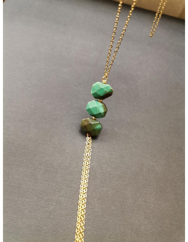 Dlouhý náhrdelník s achátem a řetízky | PIOU PIOU