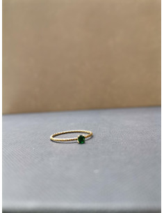 Prstýnek ze zlaté nerezové oceli se zeleným zirkonem |  PIOU PIOU - 1