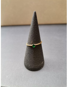 Prstýnek ze zlaté nerezové oceli se zeleným zirkonem |  PIOU PIOU - 1 2