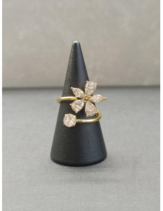 Prsten zdobený štrasovou květinou | PIOU PIOU
