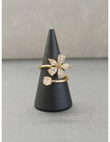 Prsten zdobený štrasovou květinou | PIOU PIOU