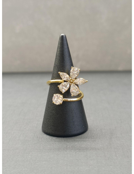 Prsten zdobený štrasovou květinou | PIOU PIOU