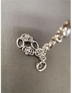 Plochý očkový náramek v pánském stylu, stříbrný  | PIOU PIOU - 1 2