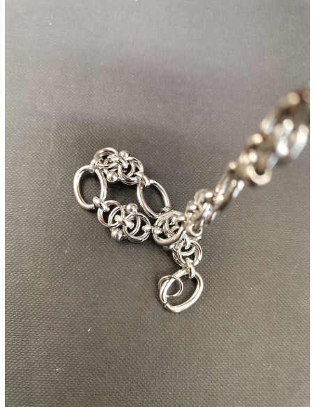 Plochý očkový náramek v pánském stylu, stříbrný  | PIOU PIOU a