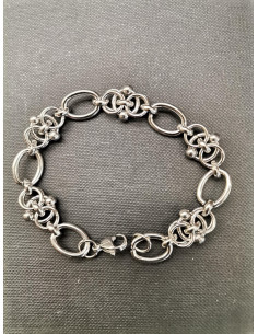 Plochý očkový náramek v pánském stylu, stříbrný  | PIOU PIOU