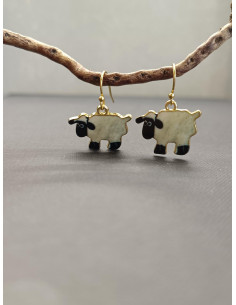 Náušnice ve tvaru oveček, bílo-černé | PIOU PIOU