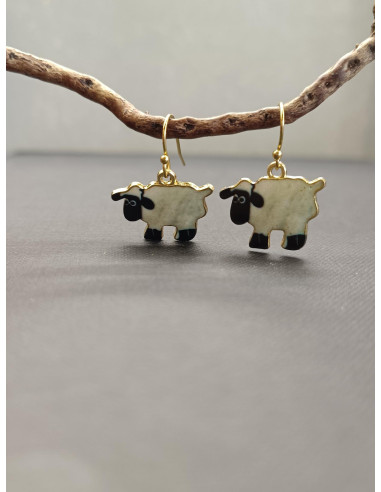 Náušnice ve tvaru oveček, bílo-černé | PIOU PIOU