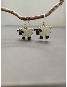 Náušnice ve tvaru oveček, bílo-černé | PIOU PIOU 2