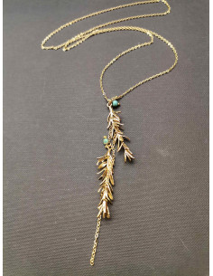 Řetízkový náhrdelník s větvičkou rozmarýnu a africkým tyrkysem| PIOU PIOU - 1