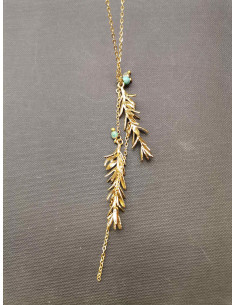 Řetízkový náhrdelník s větvičkou rozmarýnu a africkým tyrkysem| PIOU PIOU - 1 2