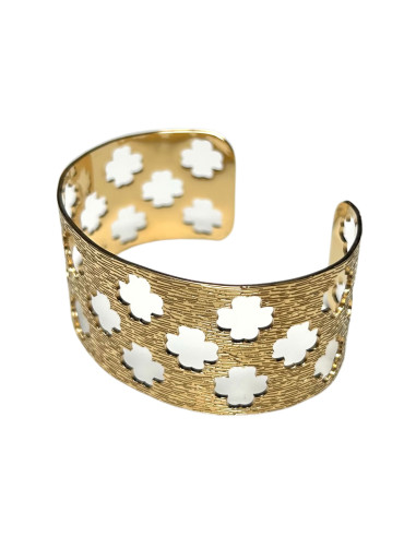 Široký kovový náramek ve zlaté barvě | LORIANE