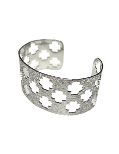 Široký kovový náramek ve stříbrné barvě | LORIANE - 1