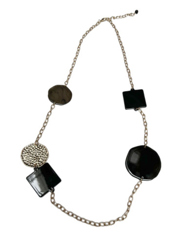 Náhrdelník s ozdobnými a barevnými detaily, černý | LORIANE - 1